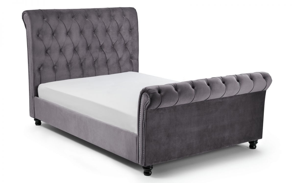 Julian Bowen Valentino 4ft6 Double Grey Velvet Bed