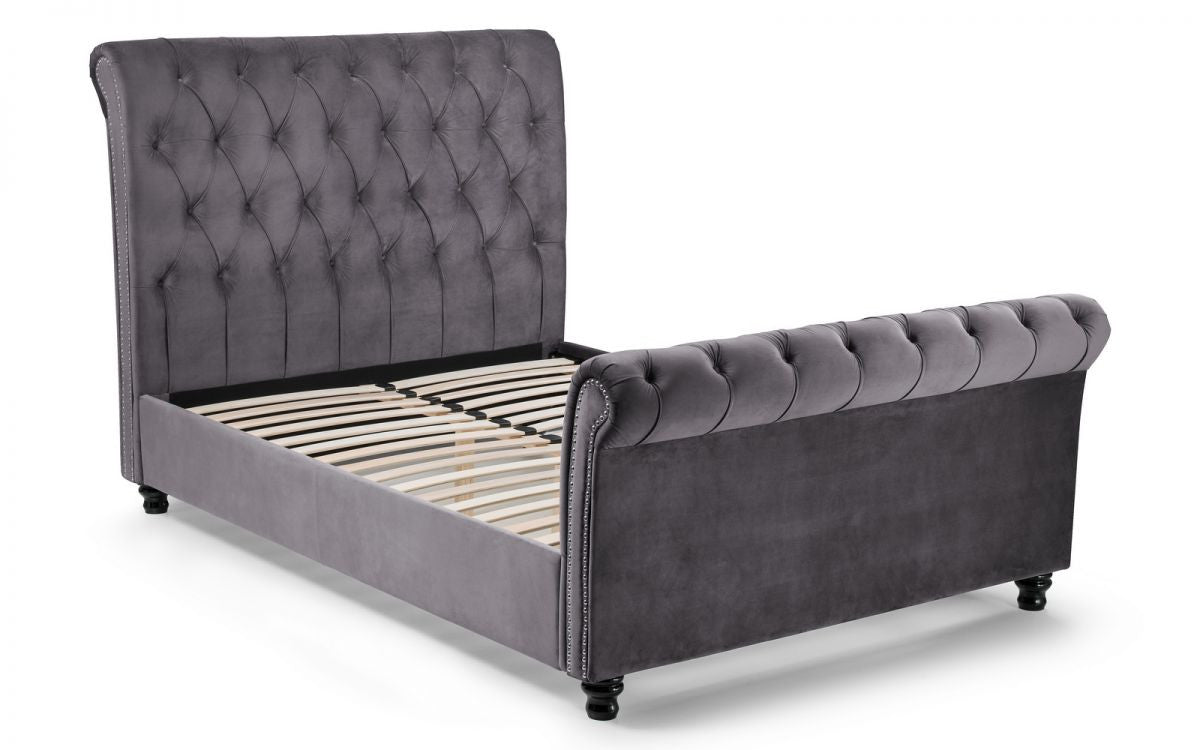 Julian Bowen Valentino 4ft6 Double Grey Velvet Bed