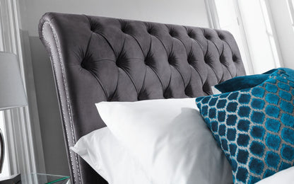 Julian Bowen Valentino 4ft6 Double Grey Velvet Bed