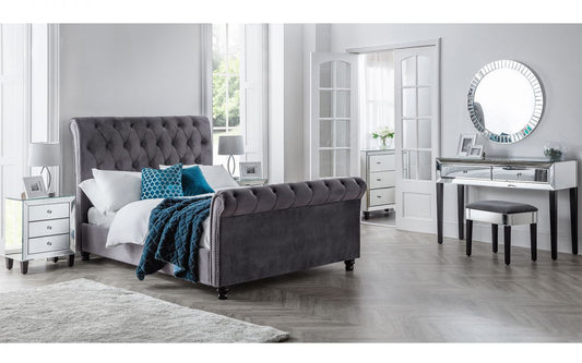 Julian Bowen Valentino 4ft6 Double Grey Velvet Bed