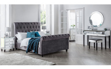 Julian Bowen Valentino 4ft6 Double Grey Velvet Bed