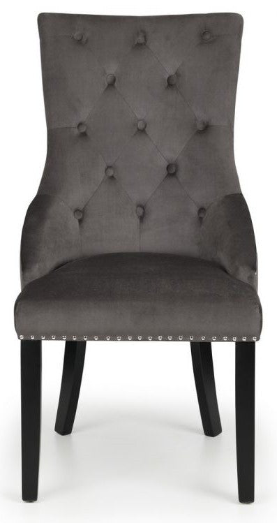 Julian Bowen Veneto Grey Velvet Knockerback Dining Chair