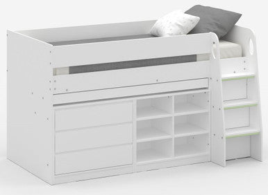 Single White Mid-Sleeper Bed frame 