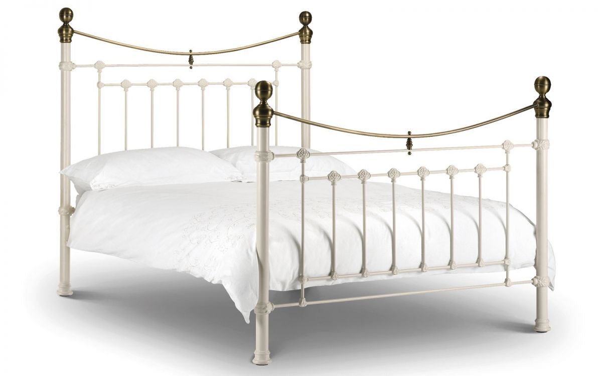 Julian Bowen Victoria 5ft King Size Stone White Metal Bed