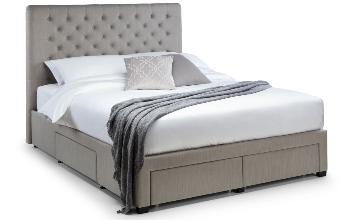 Julian Bowen Wilton 4ft6 Double Grey Fabric 4 Drawer Bed
