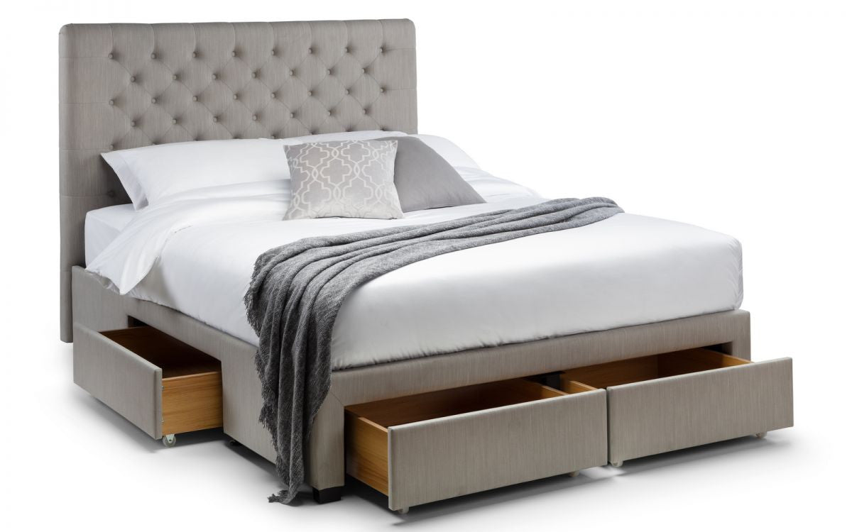 Julian Bowen Wilton 4ft6 Double Grey Fabric 4 Drawer Bed