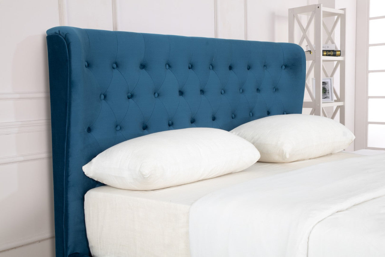 Emporia Kensington 6ft Super Kingsize Blue Velvet Wing Ottoman Bed