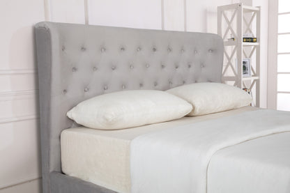 Emporia Kensington 5ft Kingsize Light Grey Velvet Wing Ottoman Bed