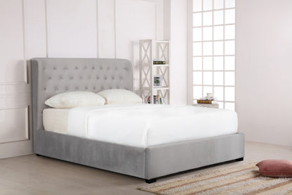 Emporia Kensington 5ft Kingsize Light Grey Velvet Wing Ottoman Bed