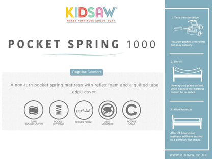 Kidsaw 3ft Single 1000 Pocket Sprung Mattress