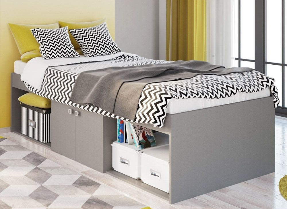 Kidsaw Grey 3ft Single Low Cabin Bed