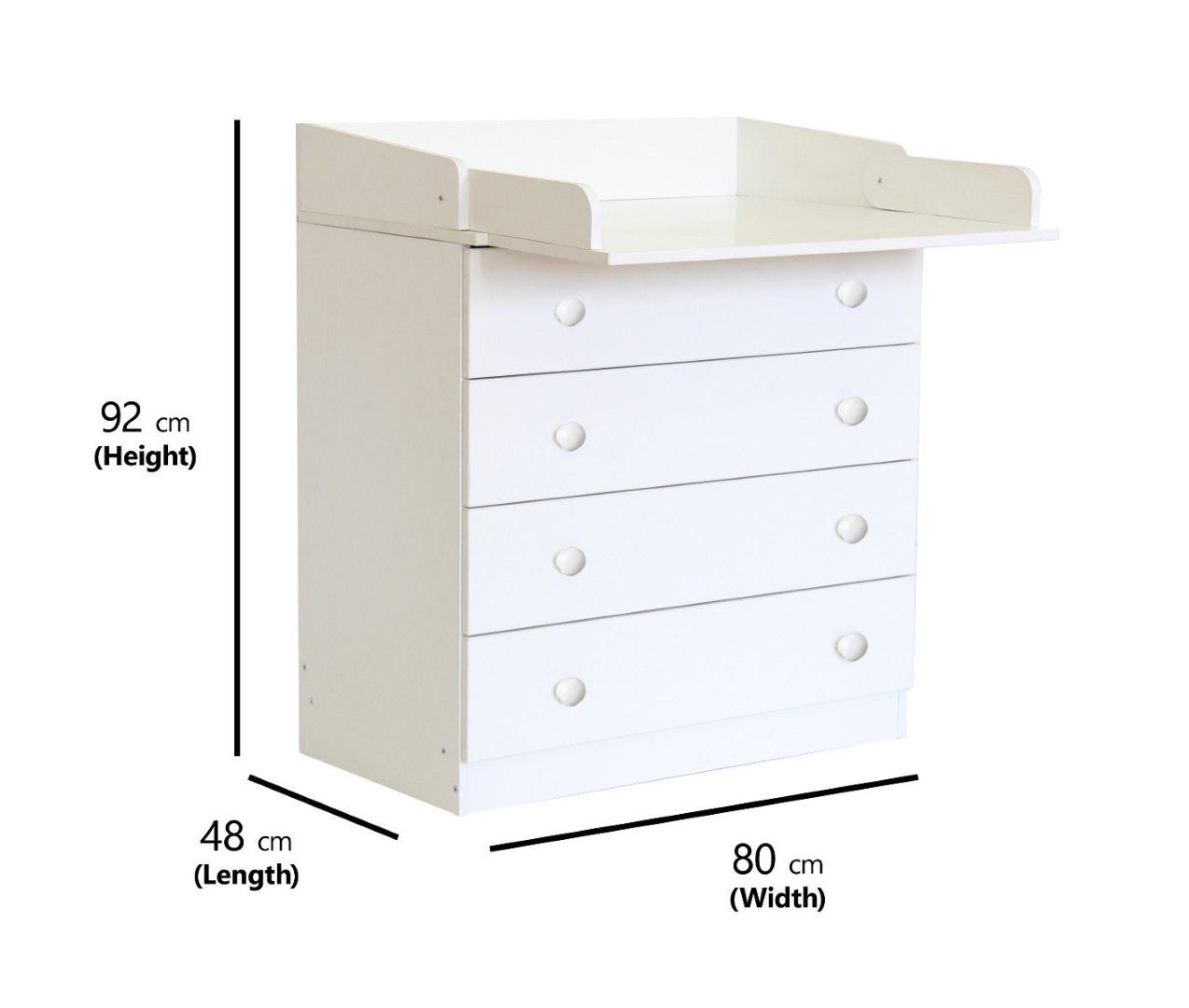 Kidsaw Kudl White Kids 4 Drawer Unit With Changing Board and Storage