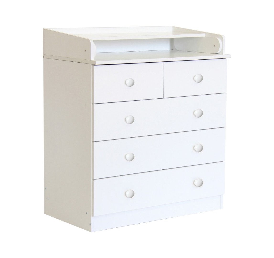 Kidsaw Kudl White Kids 5 Drawer Unit With Changing Board and Storage