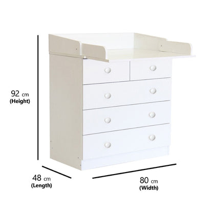 Kidsaw Kudl White Kids 5 Drawer Unit With Changing Board and Storage