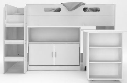 Kidsaw Kudl White Storage Mid Sleeper with Desk and Cupboard