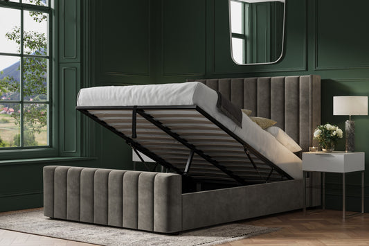 Emporia Kilworth 6ft Super Kingsize Mid Grey Velvet Ottoman Bed Frame