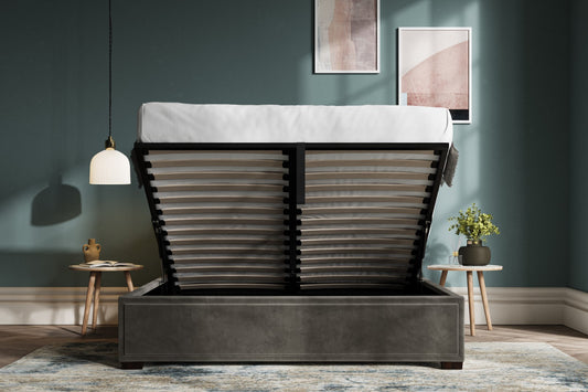 Emporia Knightsbridge 5ft Kingsize Mid Grey Velvet Ottoman Bed Frame