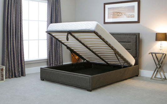 Emporia Knightsbridge 6ft Super Kingsize Grey Linen Fabric Ottoman Bed