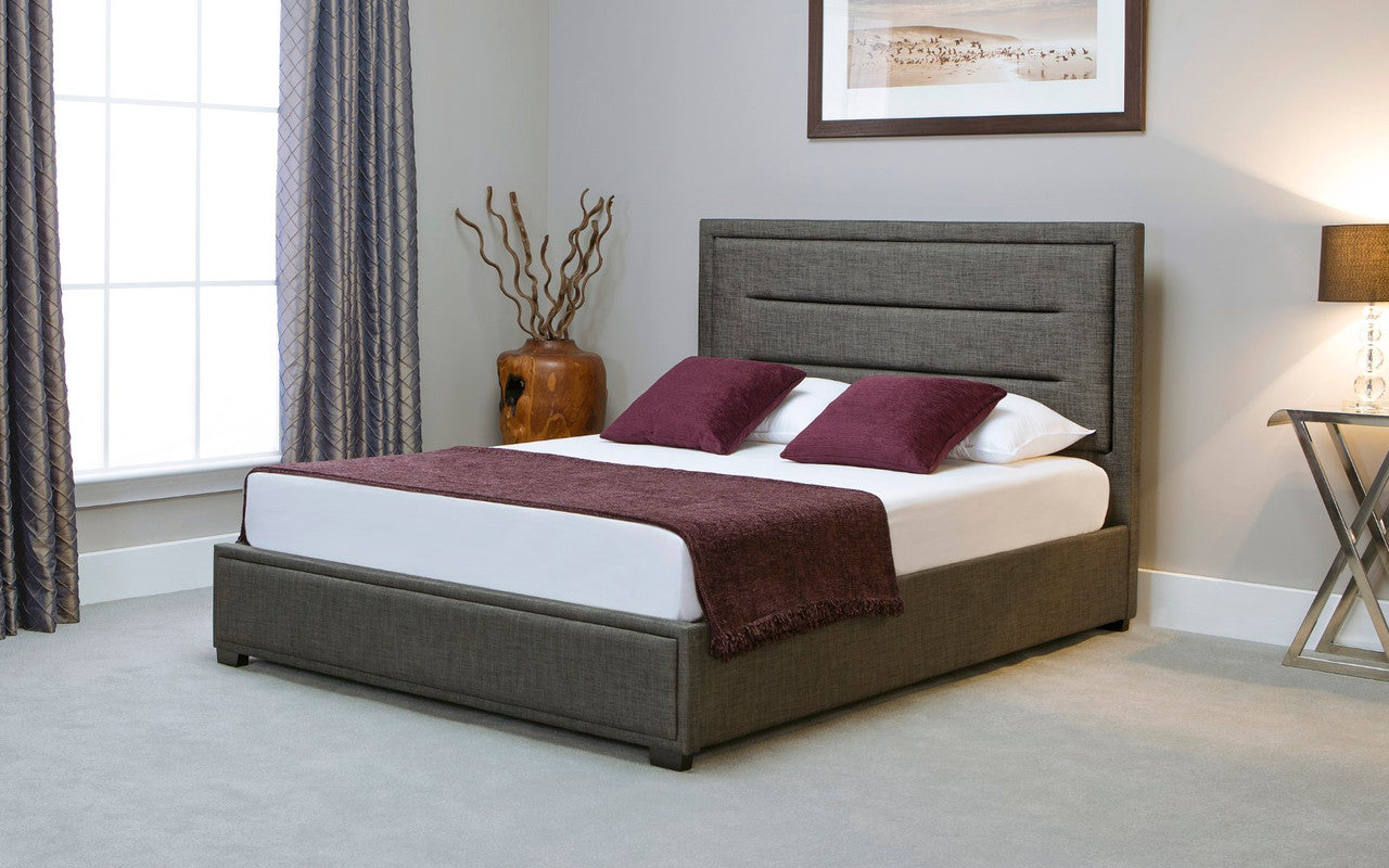 Emporia Knightsbridge 5ft Kingsize Grey Linen Fabric Ottoman Bed