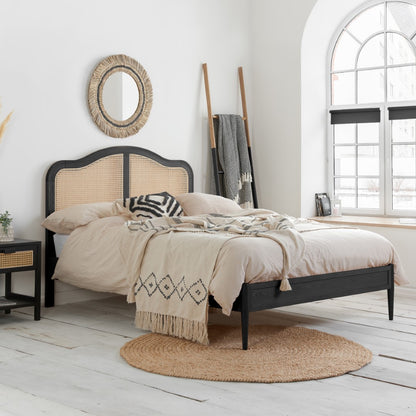 Birlea  Furniture Leonie 5ft Kingsize Black Rattan Oak Bed Frame