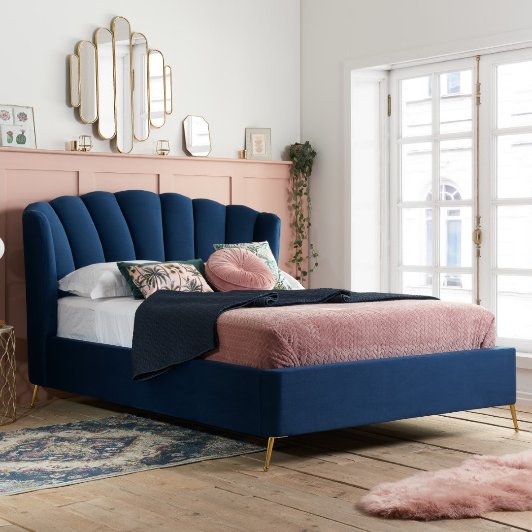 Birlea Lottie 4ft6 Double Midnight Blue Fabric Ottoman Bed