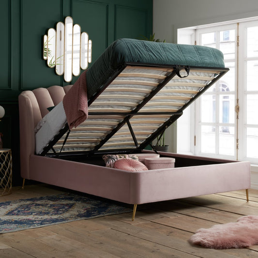 Birlea Lottie 5ft Kingsize Pink Fabric Ottoman Bed Frame