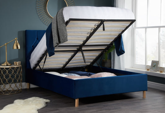 Birlea Loxley 4ft6 Double Blue Fabric Ottoman Bed Frame