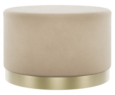 LPD Lara Large Beige Velvet Pouffe