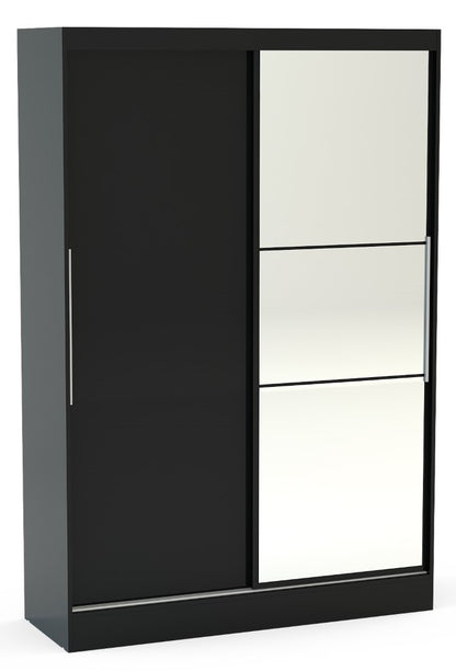 Birlea Lynx Black 2 Door Sliding Wardrobe With Mirror