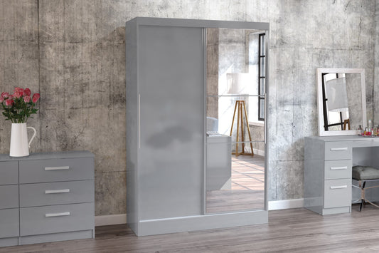 Birlea Lynx Grey 2 Door Sliding Wardrobe With Mirror