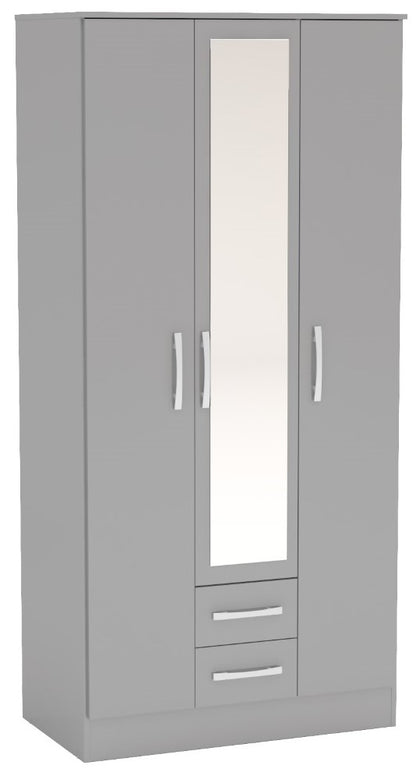 Birlea Lynx Grey 3 Door 2 Drawer Wardrobe With Mirror