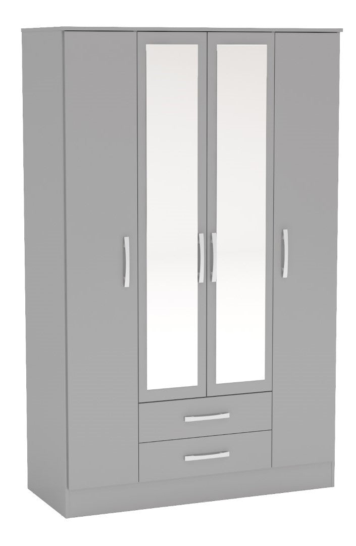 Birlea Lynx Grey 4 Door 2 Drawer Wardrobe With Mirror