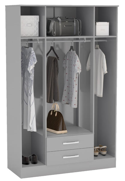 Birlea Lynx Grey 4 Door 2 Drawer Wardrobe With Mirror