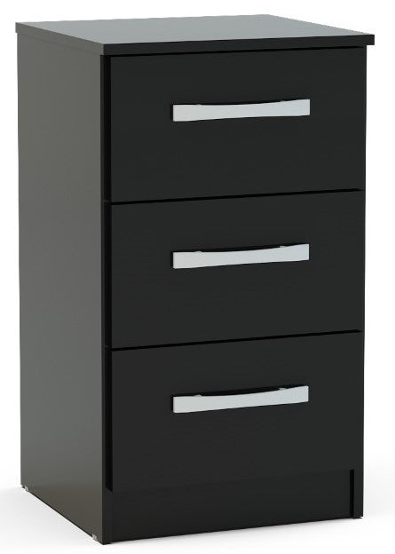 Birlea Lynx Black 3 Drawer Bedside