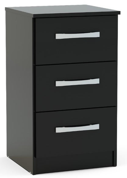 Birlea Lynx Black 3 Drawer Bedside