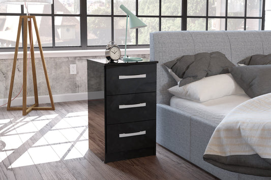 Birlea Lynx Black 3 Drawer Bedside