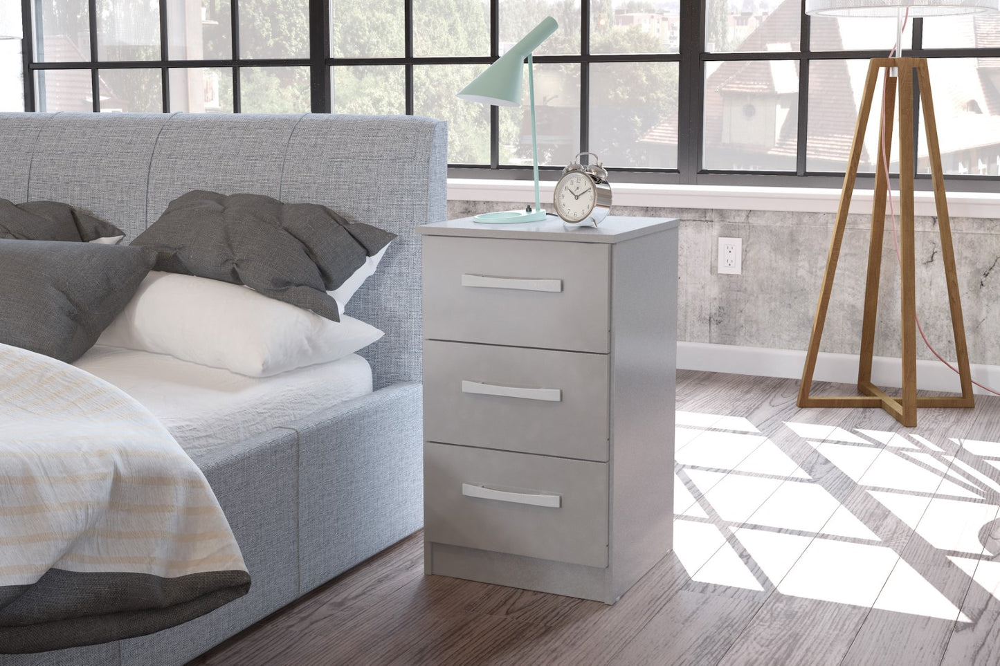 Birlea Lynx Grey 3 Drawer Bedside