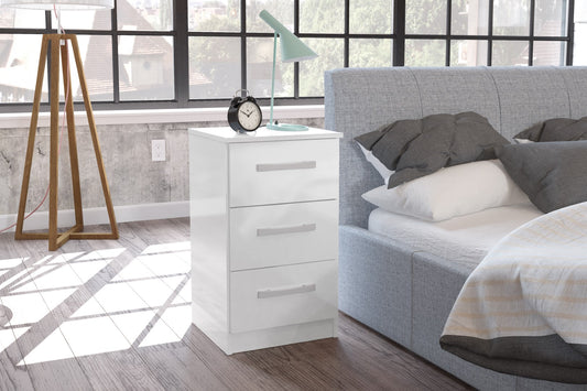 Birlea Lynx White 3 Drawer Bedside