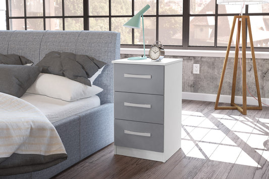 Birlea Lynx White & Grey 3 Drawer Bedside