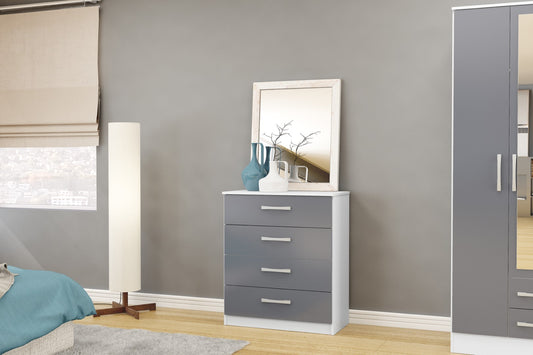 Birlea Lynx White & Grey 4 Drawer Chest