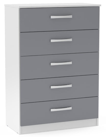 Birlea Lynx White & Grey 5 Drawer Chest