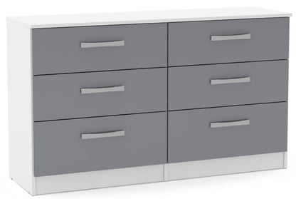 Birlea Lynx White & Grey 6 Drawer Chest