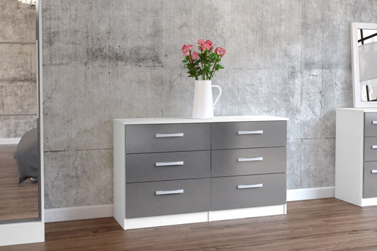 Birlea Lynx White & Grey 6 Drawer Chest