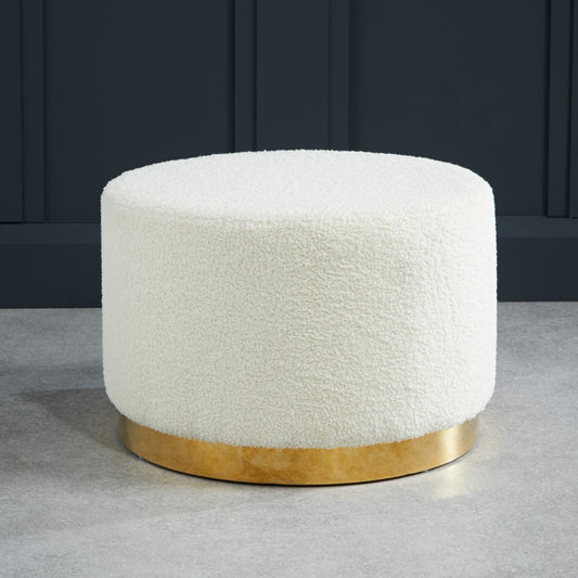 LPD Lara Large Ivory Boucle Pouffe