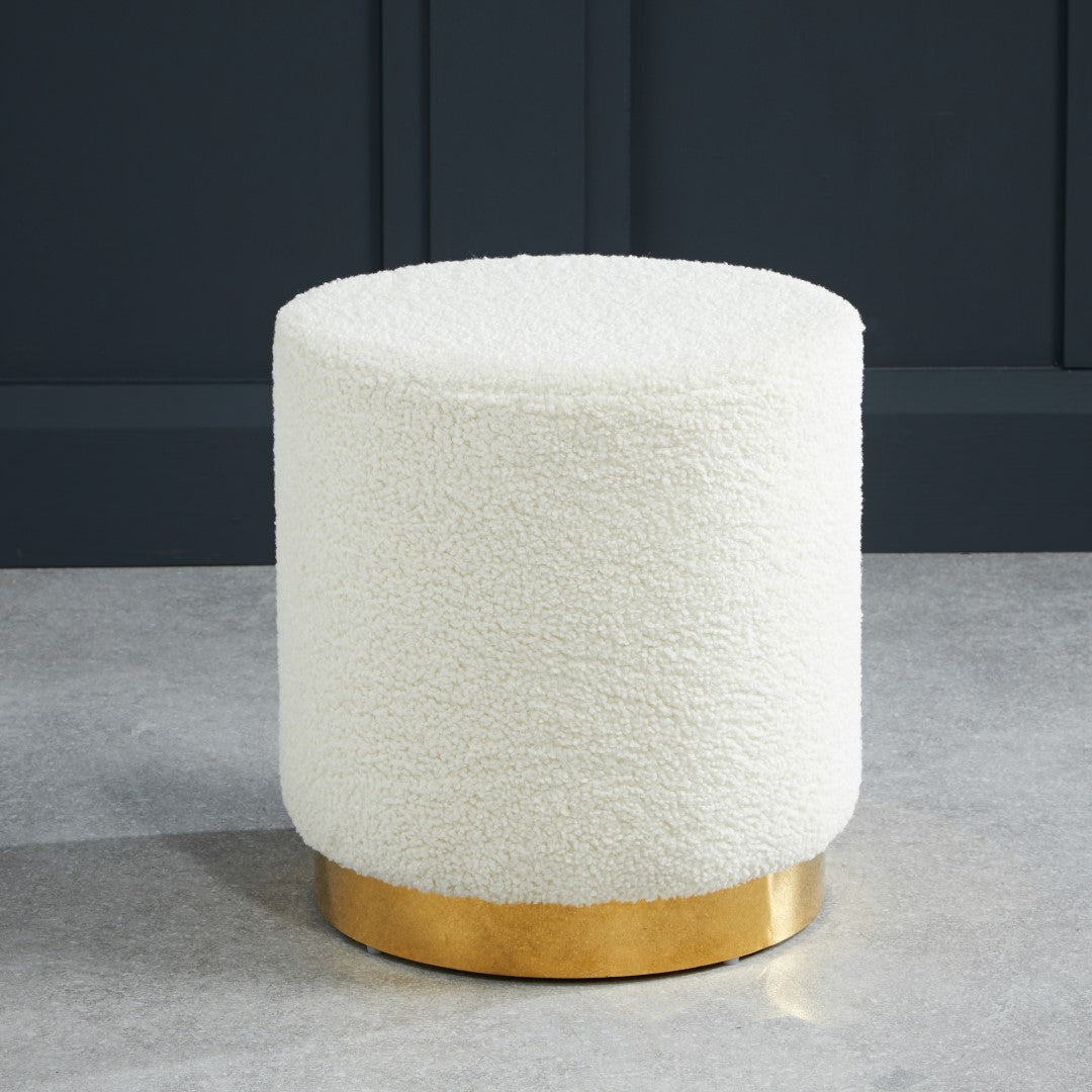 LPD Lara Small Ivory Boucle Pouffe