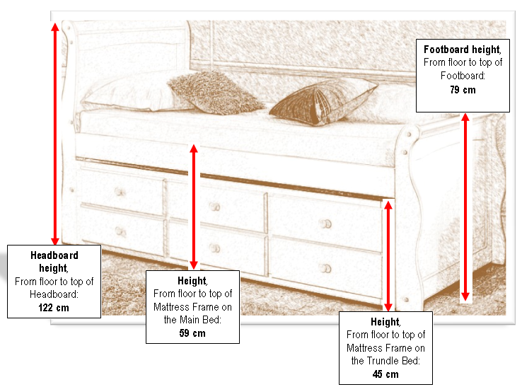Large solid oak single captain storage bed frame with pull out guest trundle with headboard and footboard
