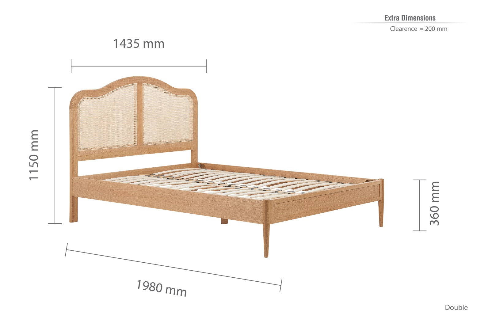 Birlea Leonie 4ft6 Double Rattan Oak Bed Frame