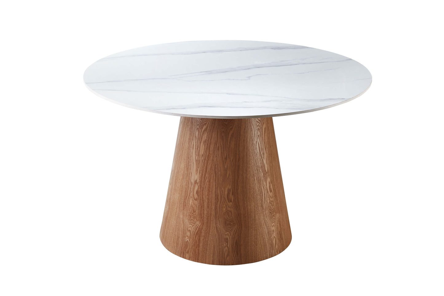 6 seater Round dining table with Sintered stone top and wooden base