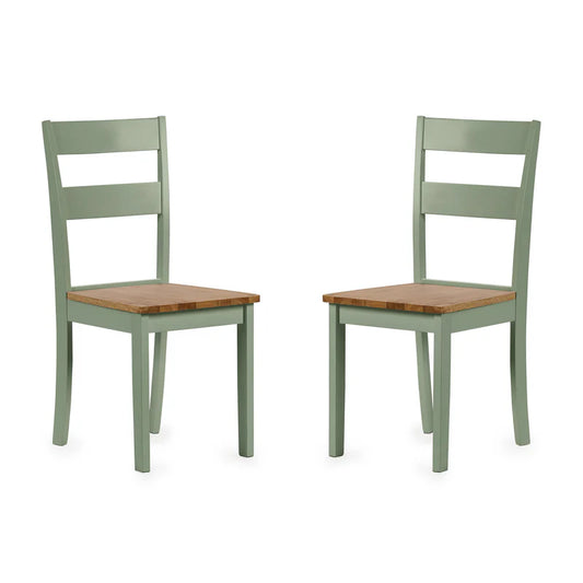 Linwood Set of 2 Sage Green and Natural Dining Chairs