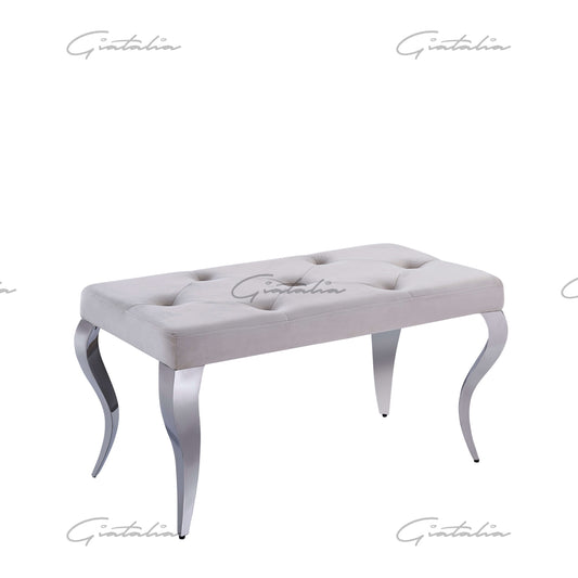 Giatalia Liyana French Velvet Small 90cm Cream Backless Bench